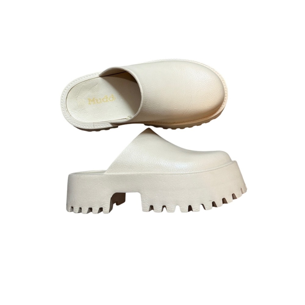 Mudd Cream Chunky Platform Lug Sole Slip-On Clog Mules Size 7 Y2K 90s Vibe